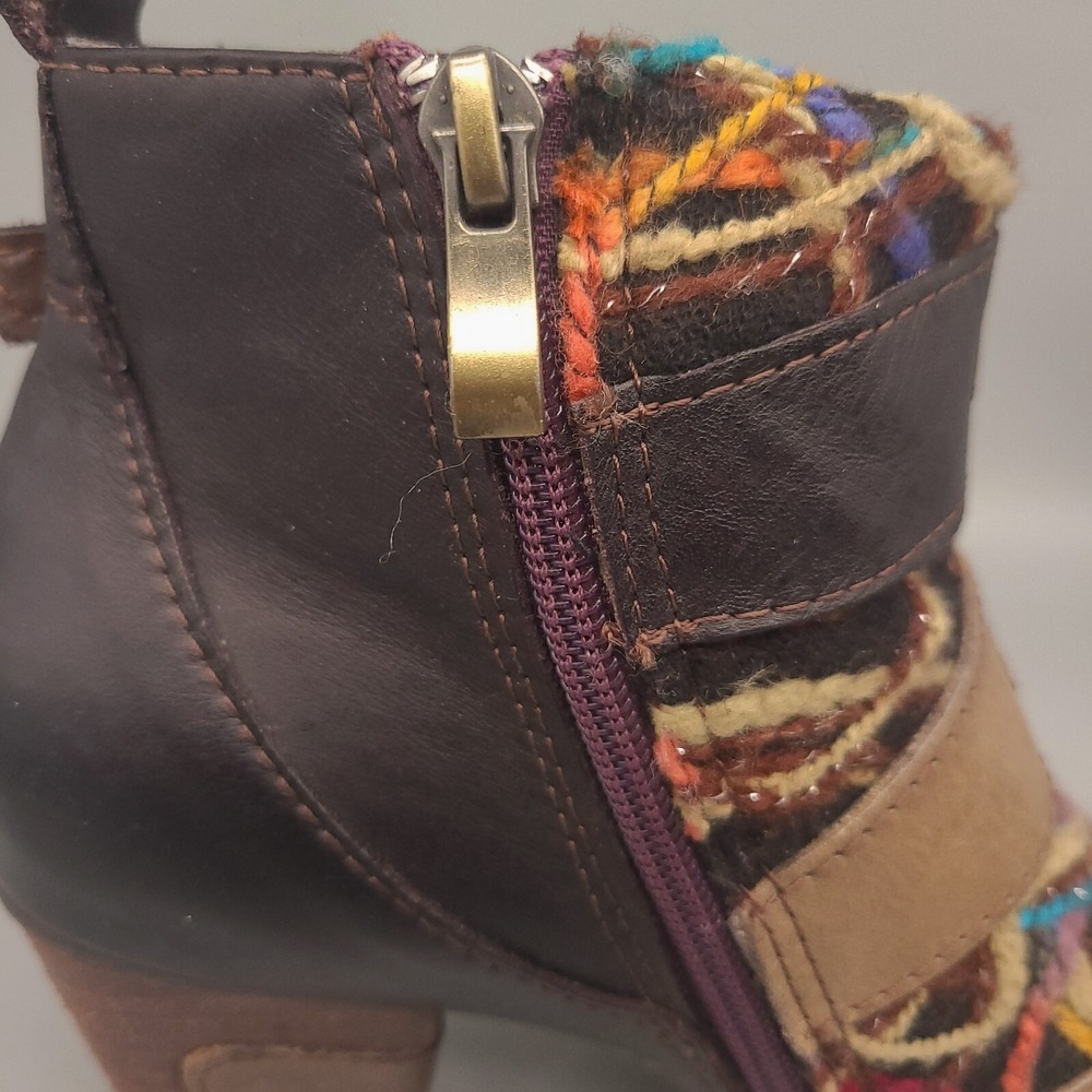 Multi-Color Patterned Leather Strap Ankle Boot - image 12